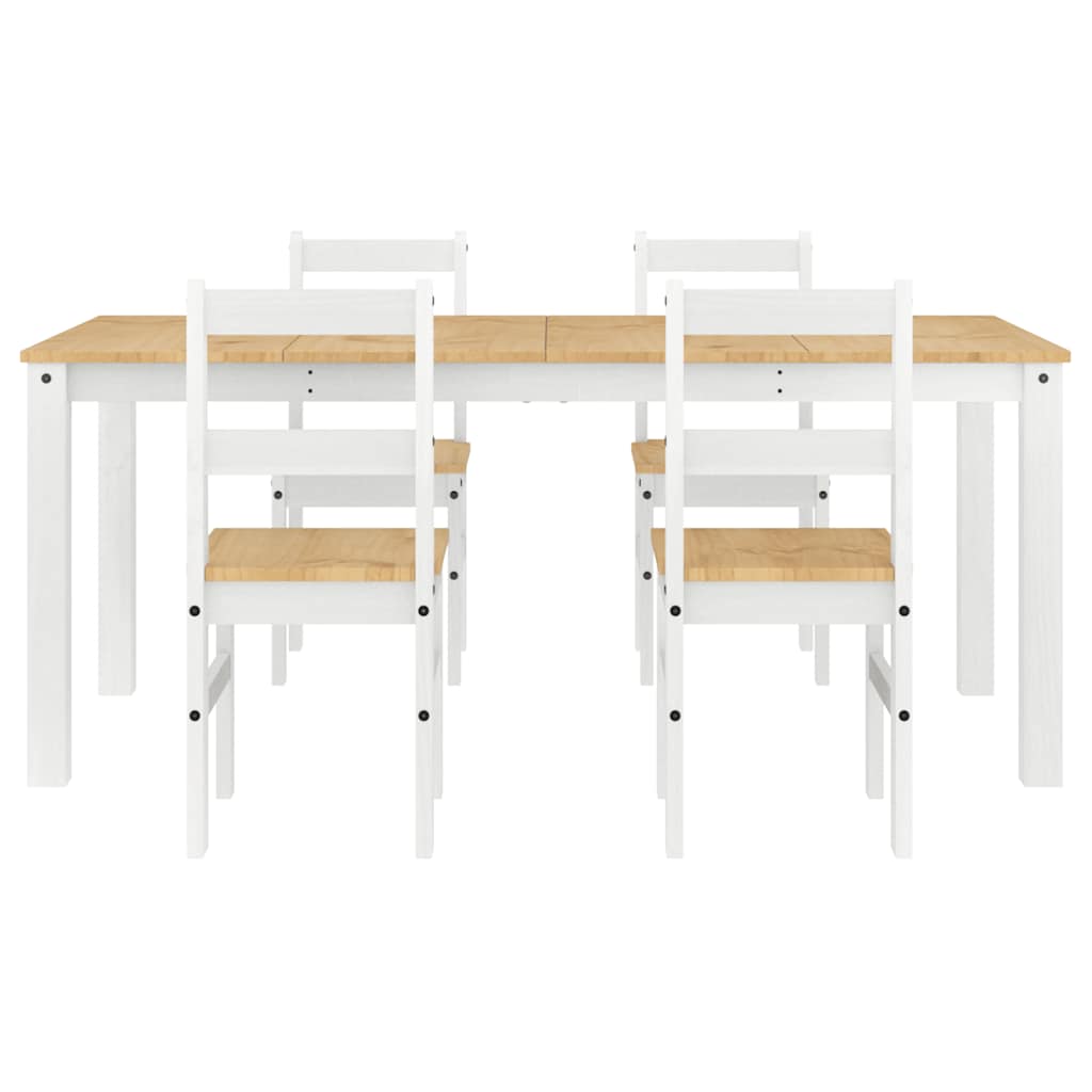 5 Piece Dining Set Panama White Solid Wood Pine