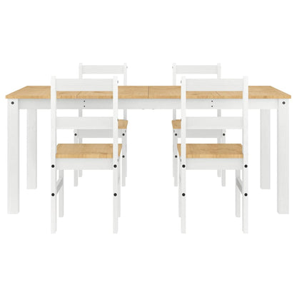 5 Piece Dining Set Panama White Solid Wood Pine