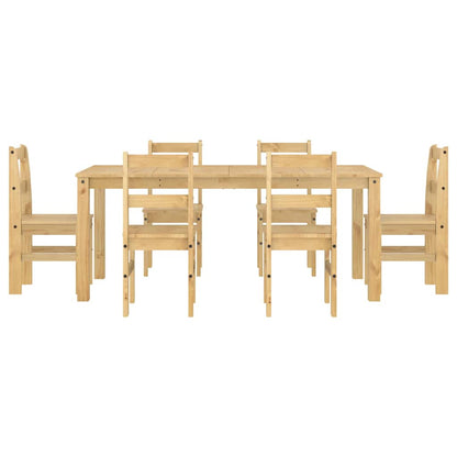 7 Piece Dining Set Panama Solid Wood Pine