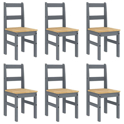 7 Piece Dining Set Panama Grey Solid Wood Pine