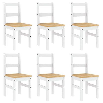 7 Piece Dining Set Panama White Solid Wood Pine