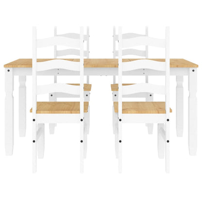 5 Piece Dining Set Panama White Solid Wood Pine