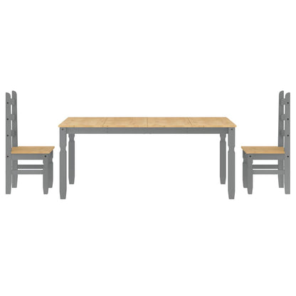 3 Piece Dining Set Panama Grey Solid Wood Pine