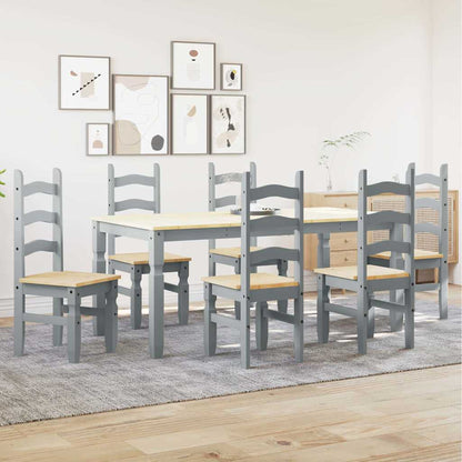 7 Piece Dining Set Panama Grey Solid Wood Pine