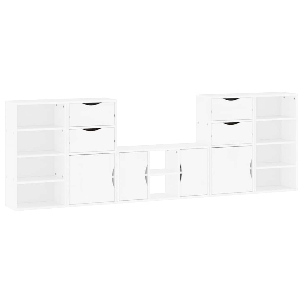5 Piece TV Units with Storage ODDA White Solid Wood Pine