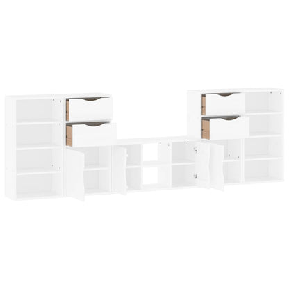 5 Piece TV Units with Storage ODDA White Solid Wood Pine