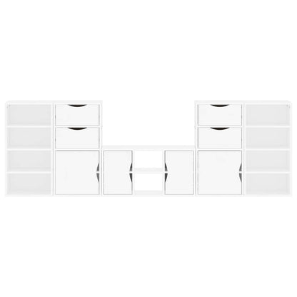 5 Piece TV Units with Storage ODDA White Solid Wood Pine