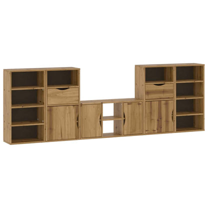 5 Piece TV Units with Storage ODDA Solid Wood Pine