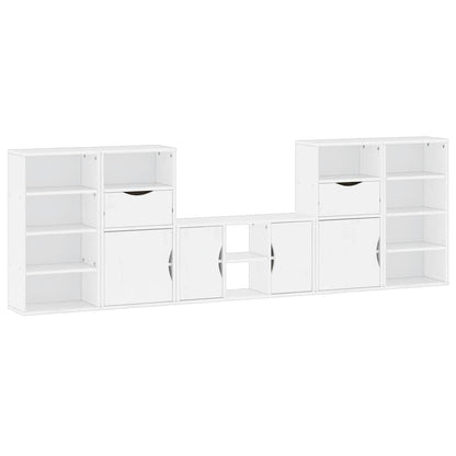 5 Piece TV Units with Storage ODDA White Solid Wood Pine