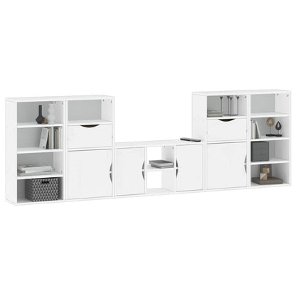 5 Piece TV Units with Storage ODDA White Solid Wood Pine