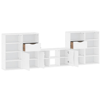 5 Piece TV Units with Storage ODDA White Solid Wood Pine