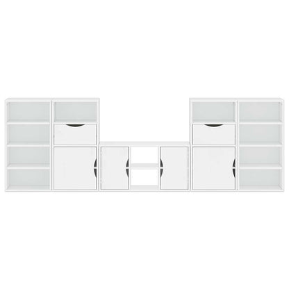 5 Piece TV Units with Storage ODDA White Solid Wood Pine