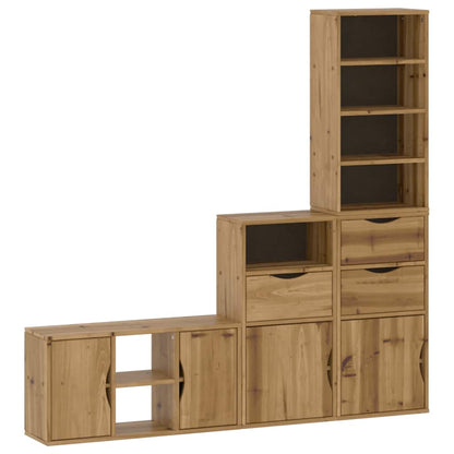 4 Piece TV Units with Storage ODDA Solid Wood Pine