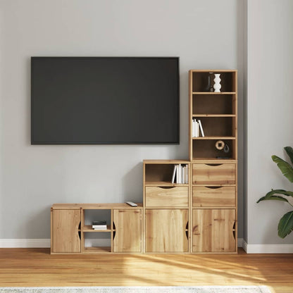 4 Piece TV Units with Storage ODDA Solid Wood Pine