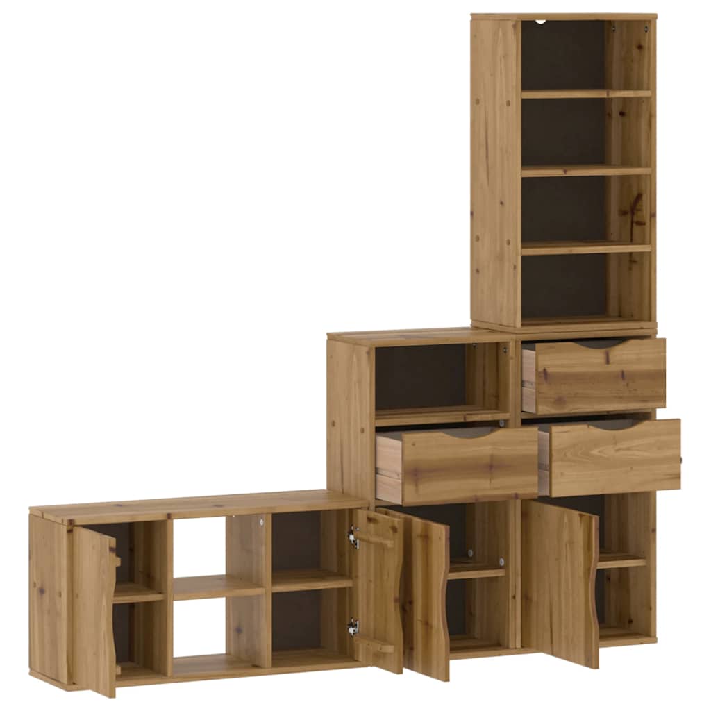 4 Piece TV Units with Storage ODDA Solid Wood Pine