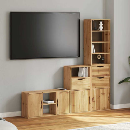4 Piece TV Units with Storage ODDA Solid Wood Pine