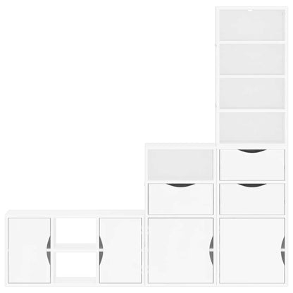 4 Piece TV Units with Storage ODDA White Solid Wood Pine