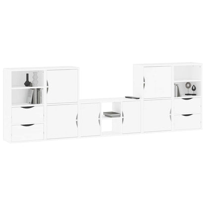 5 Piece TV Units with Storage ODDA White Solid Wood Pine