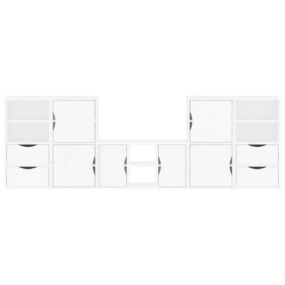 5 Piece TV Units with Storage ODDA White Solid Wood Pine