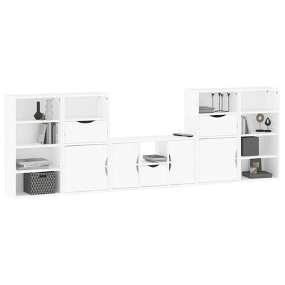 5 Piece TV Units with Storage ODDA White Solid Wood Pine