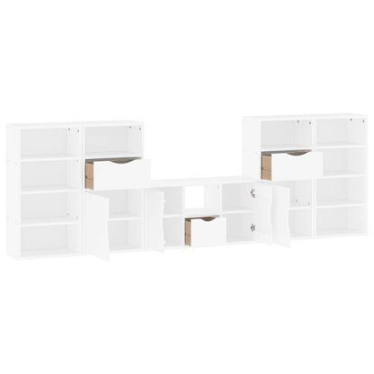 5 Piece TV Units with Storage ODDA White Solid Wood Pine