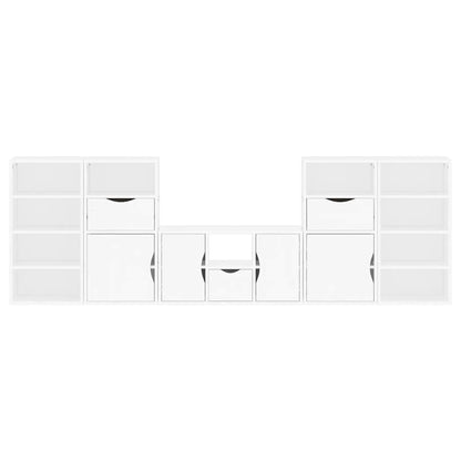 5 Piece TV Units with Storage ODDA White Solid Wood Pine