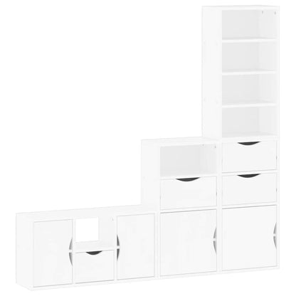 4 Piece TV Units with Storage ODDA White Solid Wood Pine