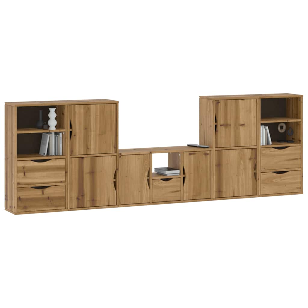 5 Piece TV Units with Storage ODDA Solid Wood Pine