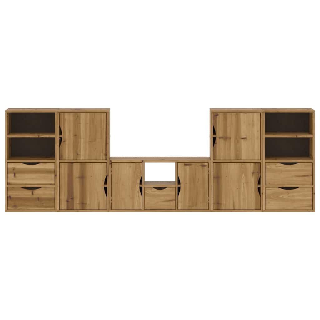 5 Piece TV Units with Storage ODDA Solid Wood Pine