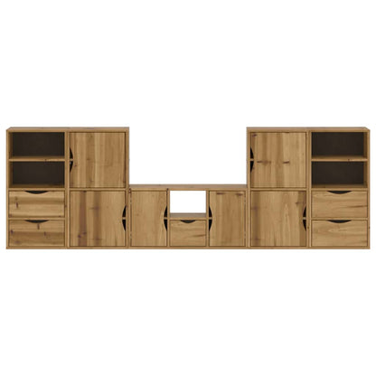 5 Piece TV Units with Storage ODDA Solid Wood Pine