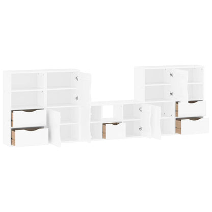 5 Piece TV Units with Storage ODDA White Solid Wood Pine