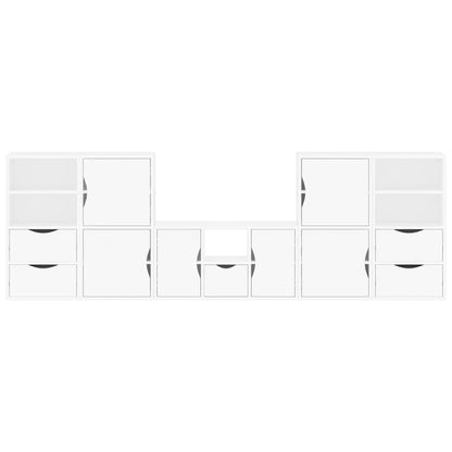 5 Piece TV Units with Storage ODDA White Solid Wood Pine