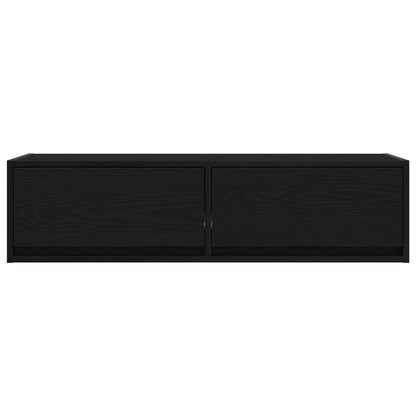 Sleek Black Oak TV Cabinet 100x31x25.5 cm - Engineered Wood