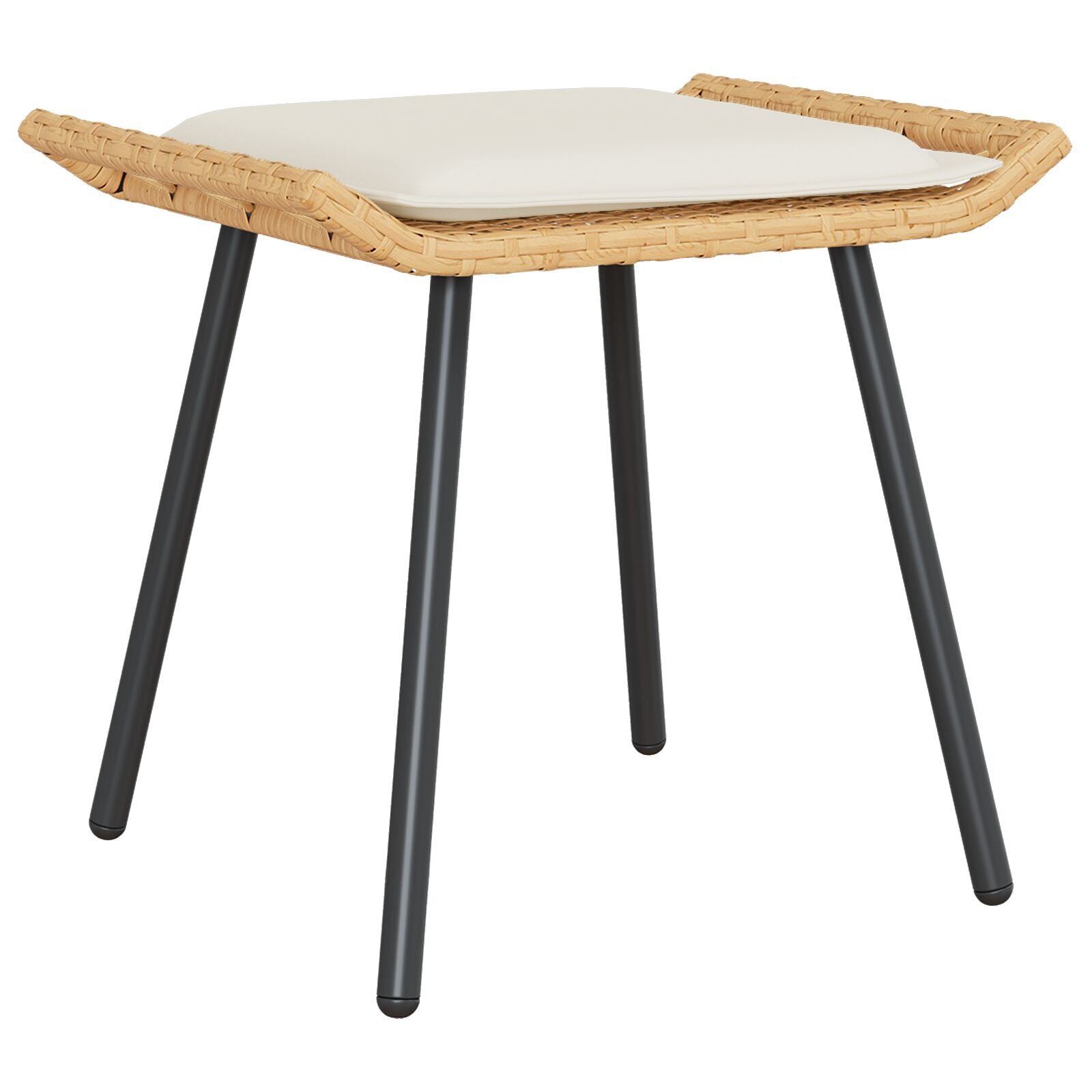 Natural Poly Rattan Garden Stools Set of 2 - 50x40x45 cm