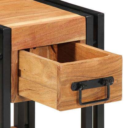 Solid Acacia Wood Nightstand - 30x30x40 cm - Natural Finish