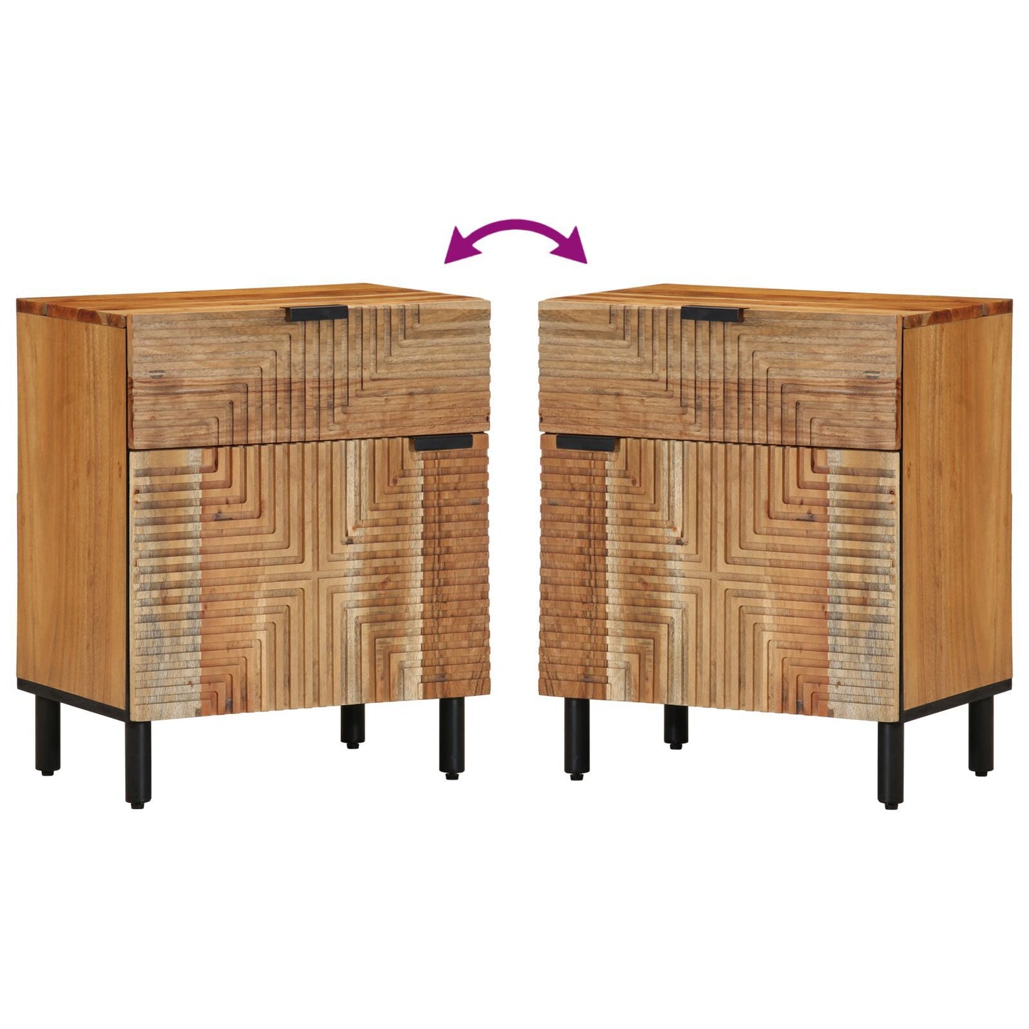 Solid Acacia Wood Bedside Cabinet 50x33x60 cm - Rustic Charm