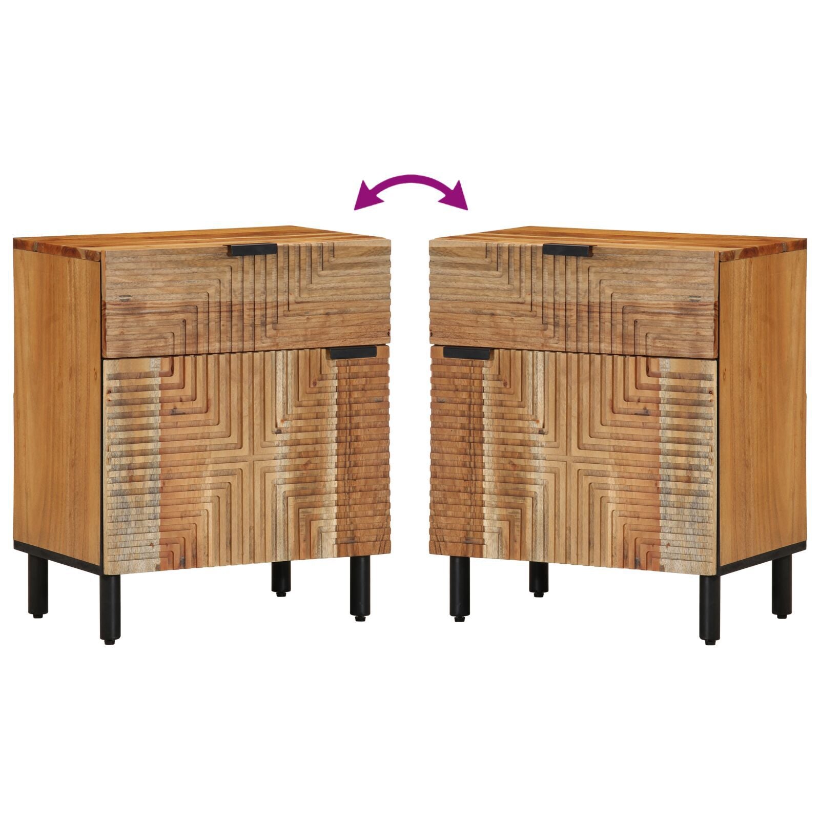 Solid Acacia Wood Bedside Cabinet 50x33x60 cm - Rustic Charm