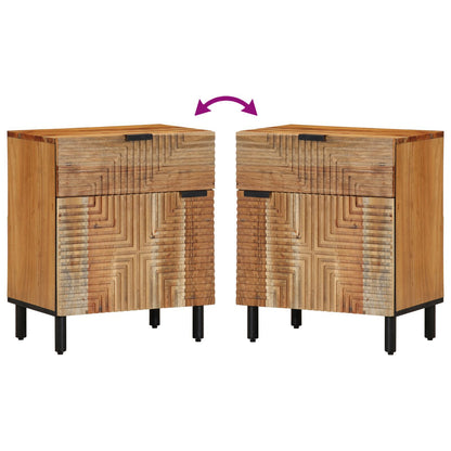 Solid Acacia Wood Bedside Cabinet 50x33x60 cm - Rustic Charm