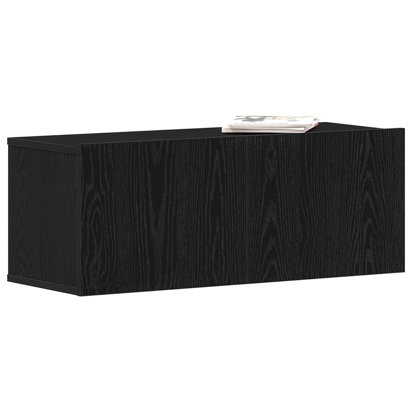 Sleek Black Oak TV Stand - 80x30x30 cm Engineered Wood