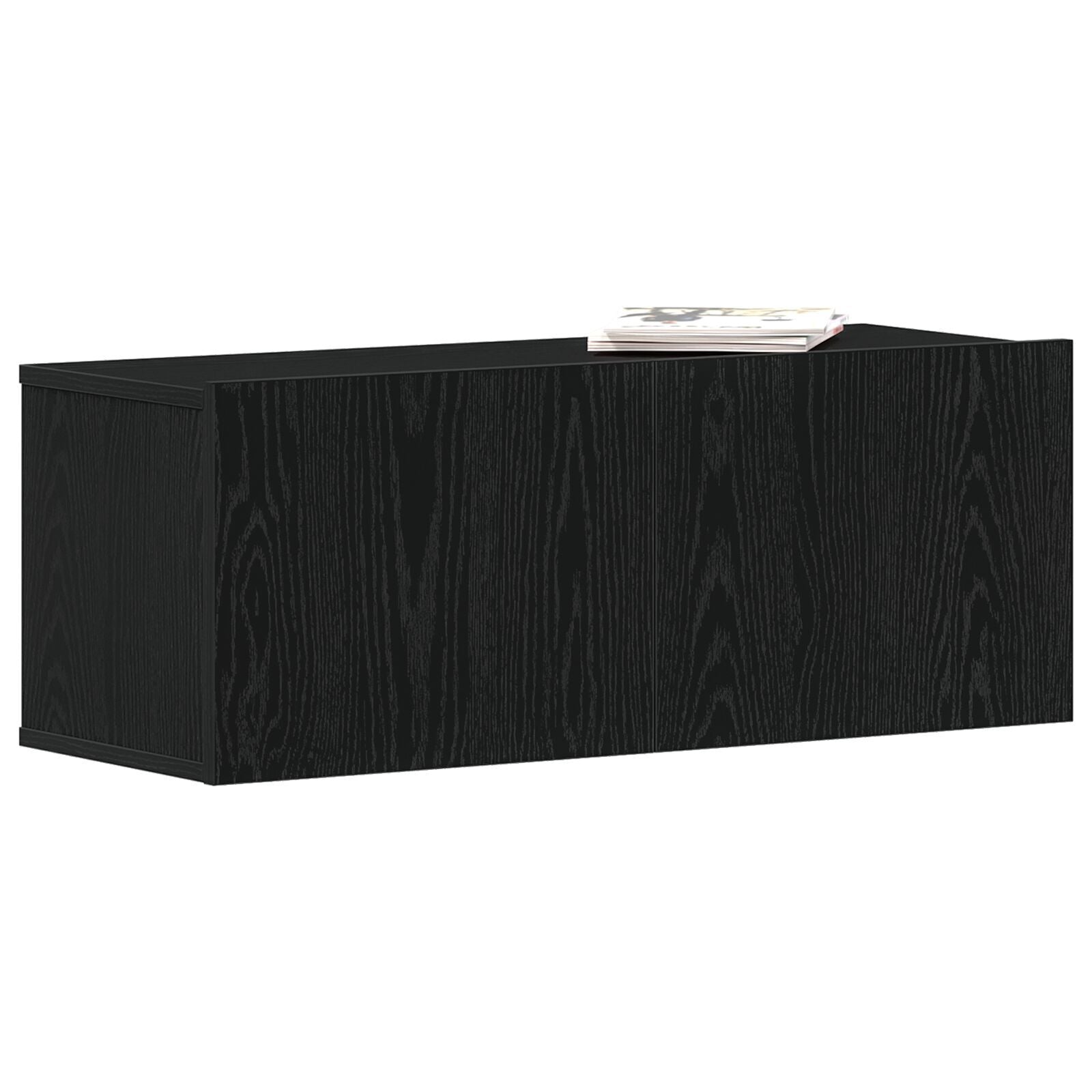 Sleek Black Oak TV Stand - 80x30x30 cm Engineered Wood