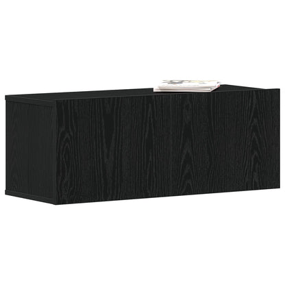 Sleek Black Oak TV Stand - 80x30x30 cm Engineered Wood