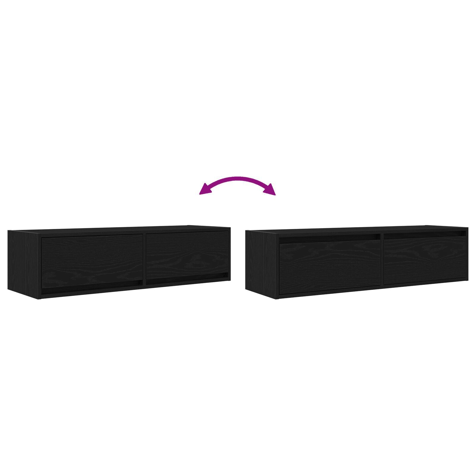 Sleek Black Oak TV Cabinet 100x31x25.5 cm - Engineered Wood