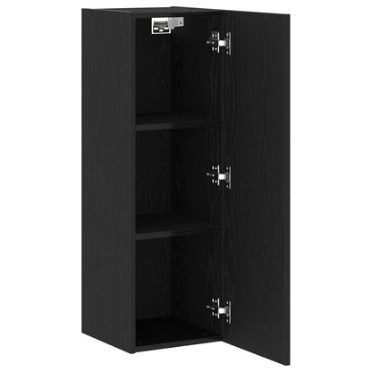 Black Oak Wall-Mounted TV Cabinets, Set of 2, Engineered Wood