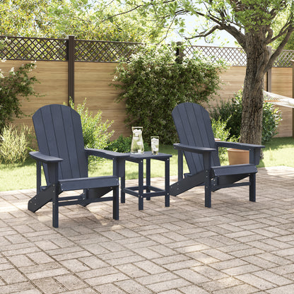 Navy Blue 3 Piece Garden Lounge Set with Adirondack Chair & Table