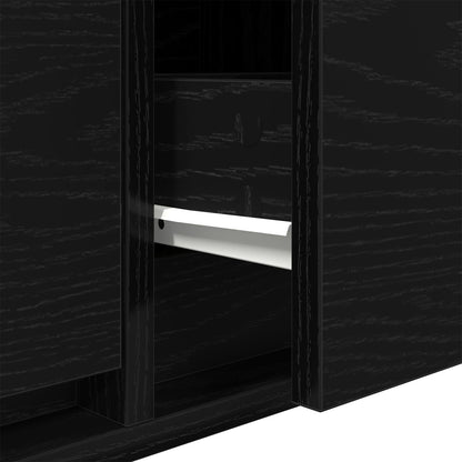 Sleek Black Oak TV Cabinet 100x31x25.5 cm - Engineered Wood
