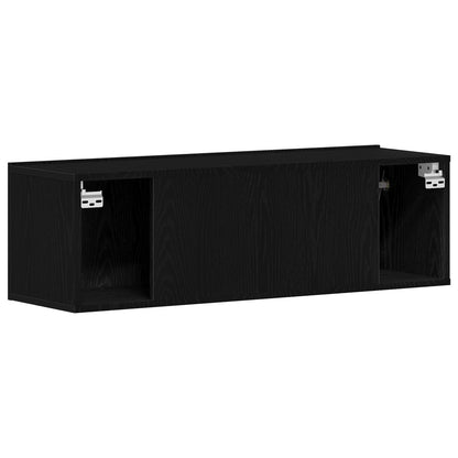 Black Oak Wall-Mounted TV Cabinet - 100x30x30 cm Engineered Wood