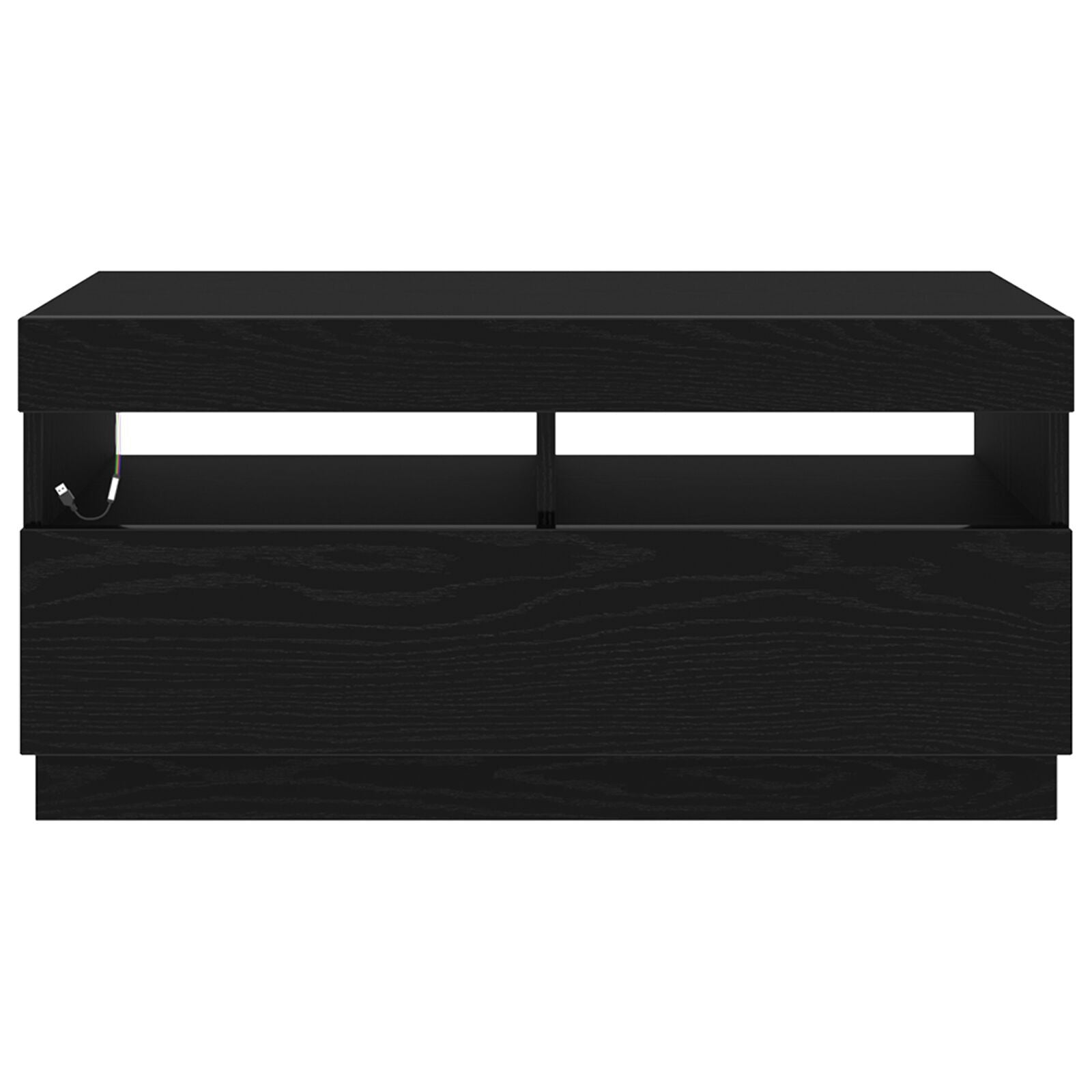 Black Oak TV Cabinet with LED Lights, Engineered Wood, 80x35x40 cm