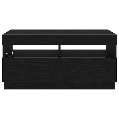 Black Oak TV Cabinet with LED Lights, Engineered Wood, 80x35x40 cm