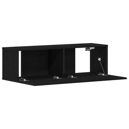 Black Oak Wall-Mounted TV Cabinet - 100x30x30 cm Engineered Wood