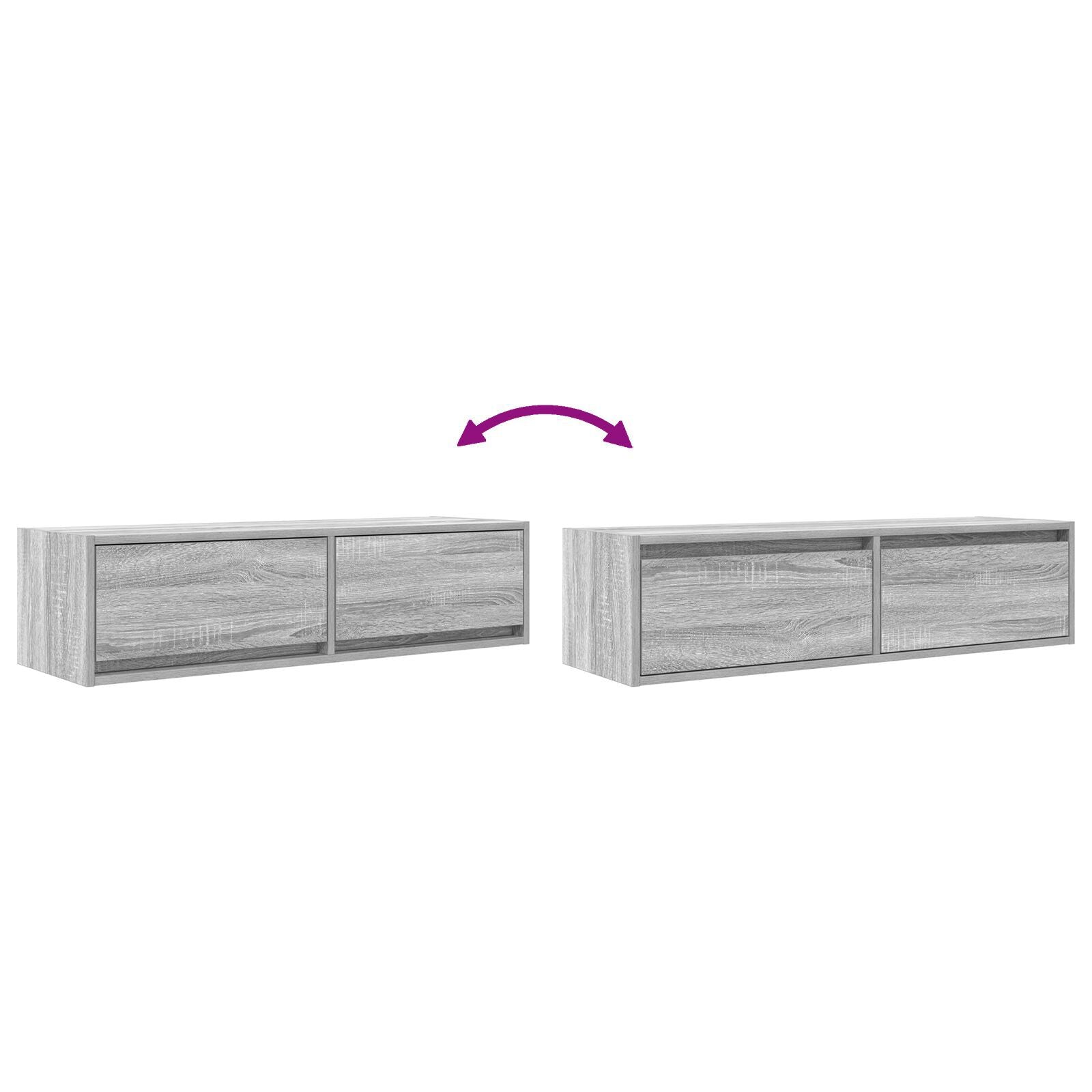 Grey Sonoma TV Cabinet - Engineered Wood, 100x31x25.5 cm